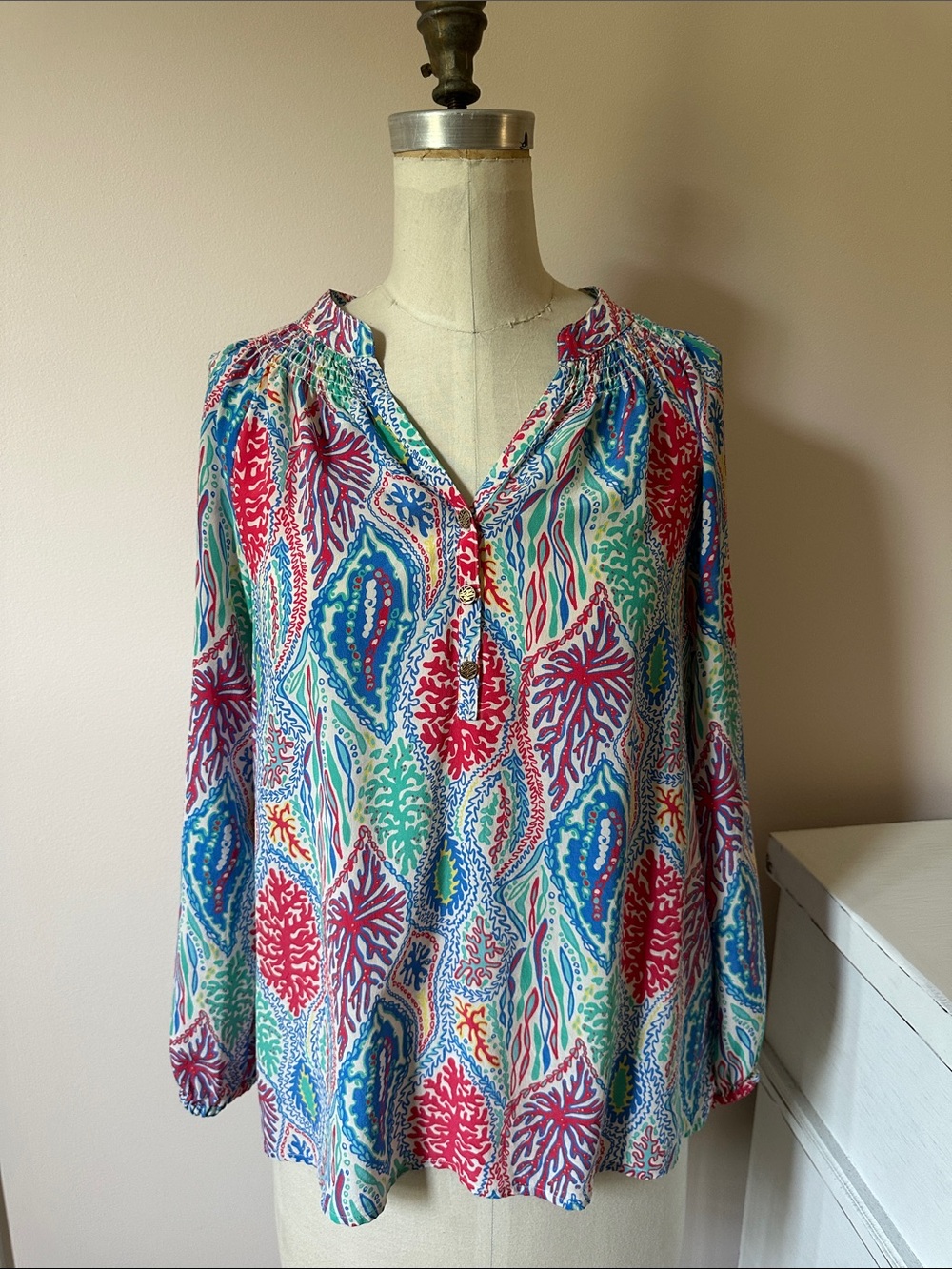 Lilly Pulitzer Elsa BlousVibrant Multicolor Printed Silk Blouse - Women's Top